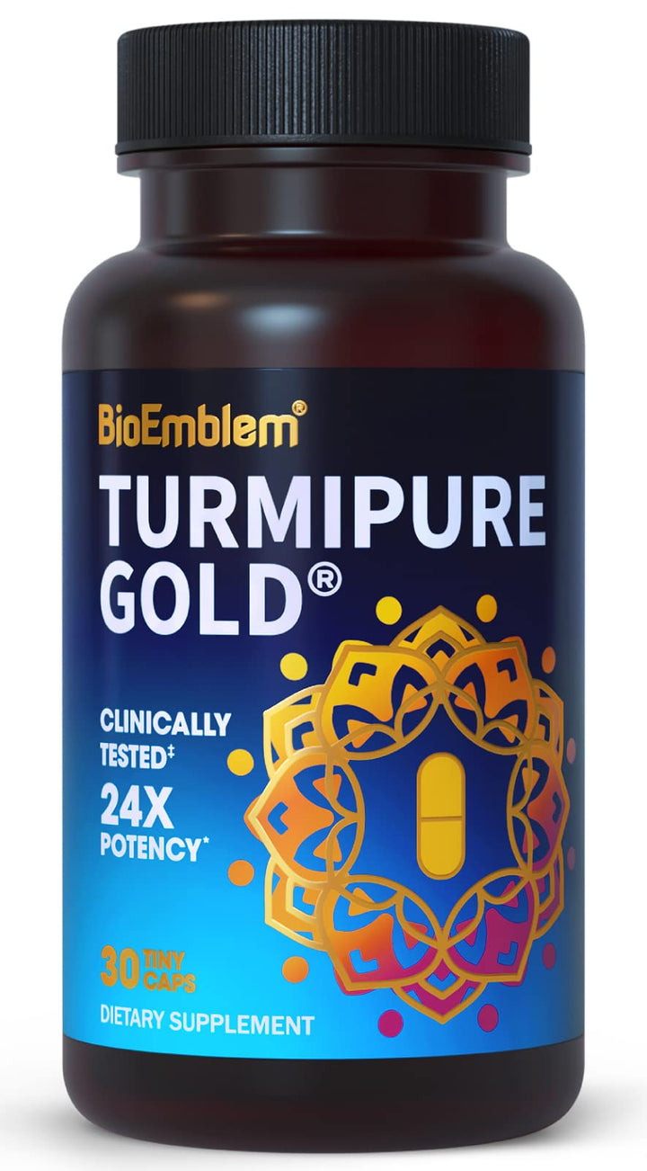 Product image 1: BioEmblem Turmeric Curcumin with Clinically Studied TurmiPure - 1 Small Cap Daily, 24x More Absorption Than Others - Joint Support, Healthy Inflammation Tumeric Supplements - Non-GMO - 30 Servings