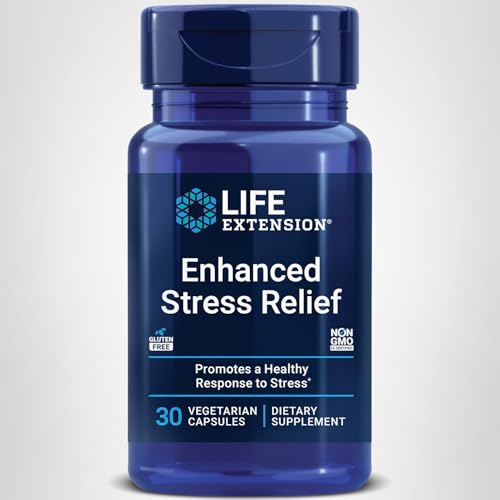 Life Extension Enhanced Stress Relief - Lemon Balm Extract & L-Theanine | Gluten-Free, Non-GMO, Vegetarian, 30 Capsules