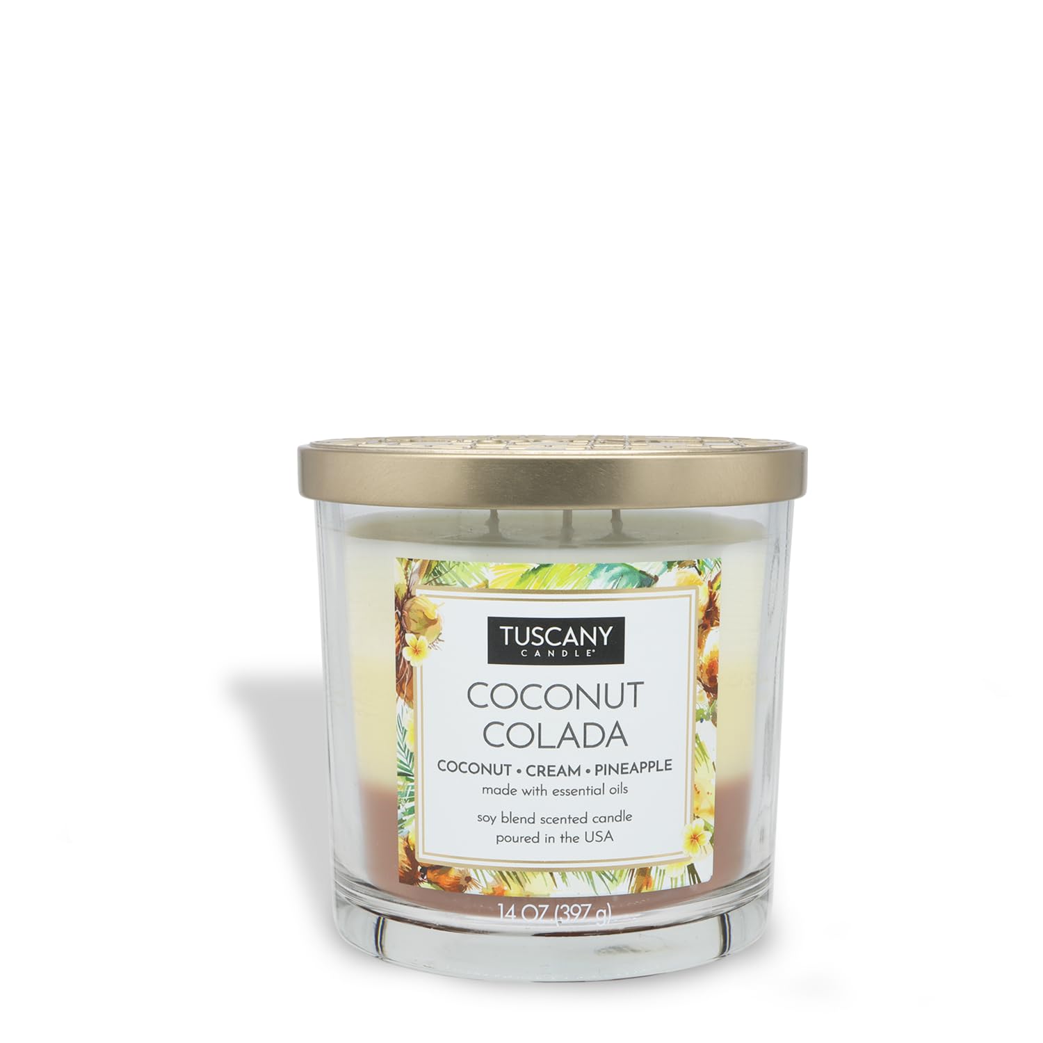 Tuscany Candle Coconut Colada 14oz jar boosts tropical mood in any room