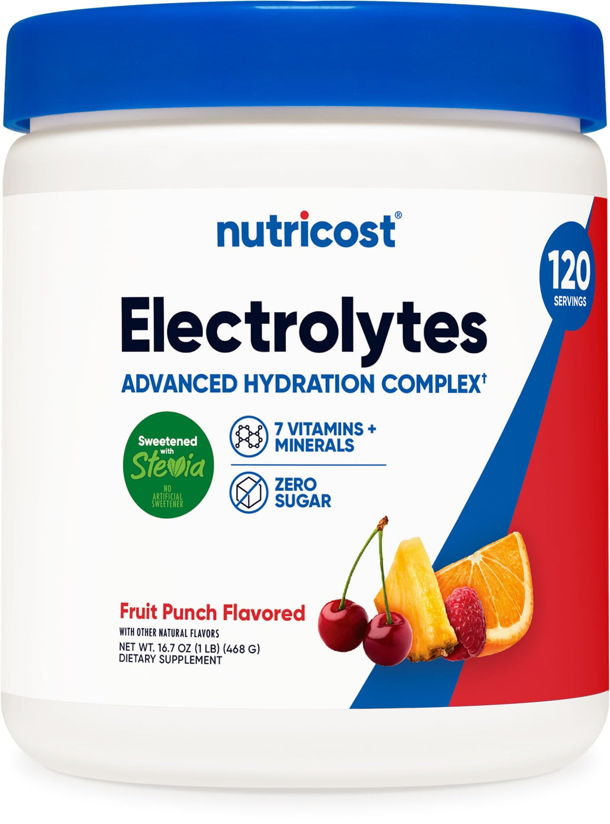 Nutricost Electrolyte Complex Powder (Fruit Punch) — Hydration Drink Mix with Vitamins & Minerals (120 Servings)