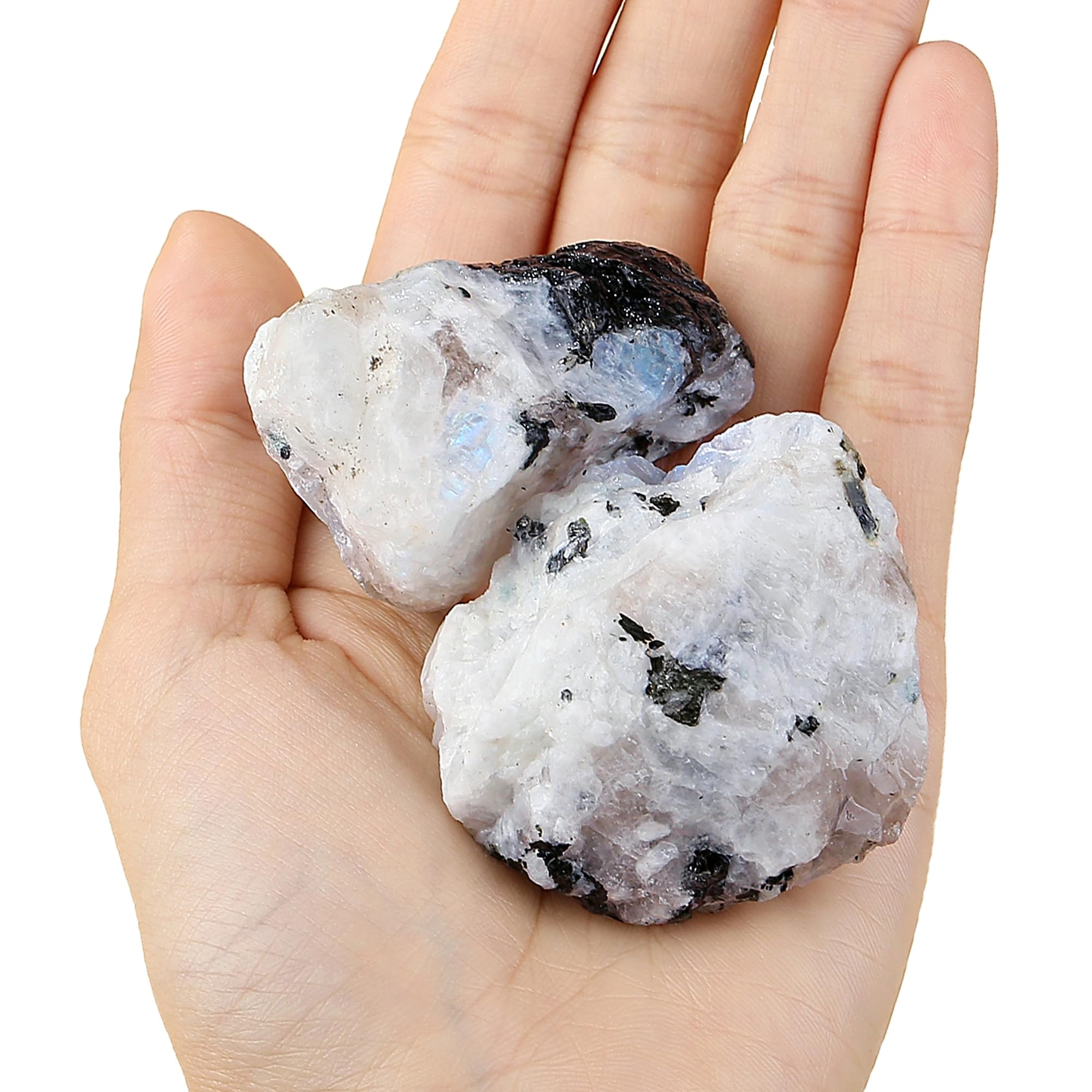 YATOJUZI Rainbow Moonstone 1.8-2.2" Natural Raw Stones and Healing Crystals Large Labradorite Stone Rough Crystal Rocks for Tumbling Cabbing Polishing Fountain Rocks Decoration 1PCS