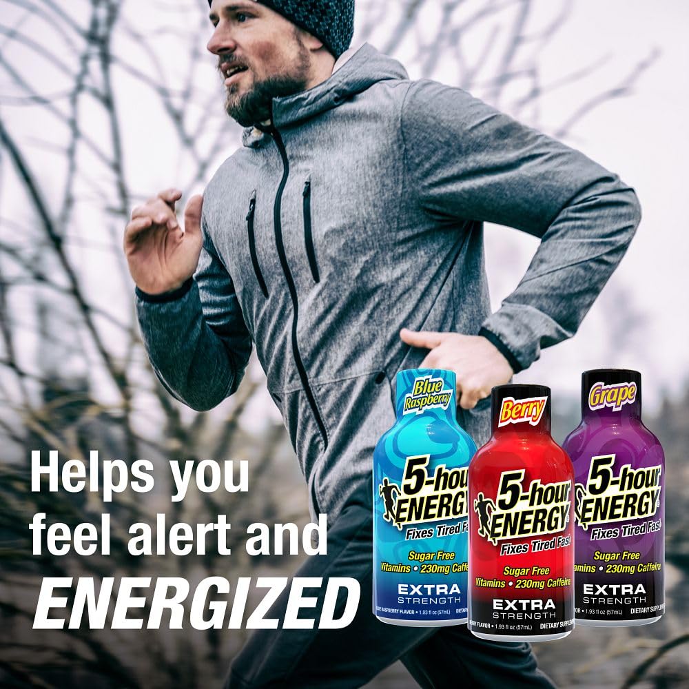 Five-Hour Energy Extra Strength Shots Variety Pack – 30 Count (Blue Raspberry, Berry, Grape)