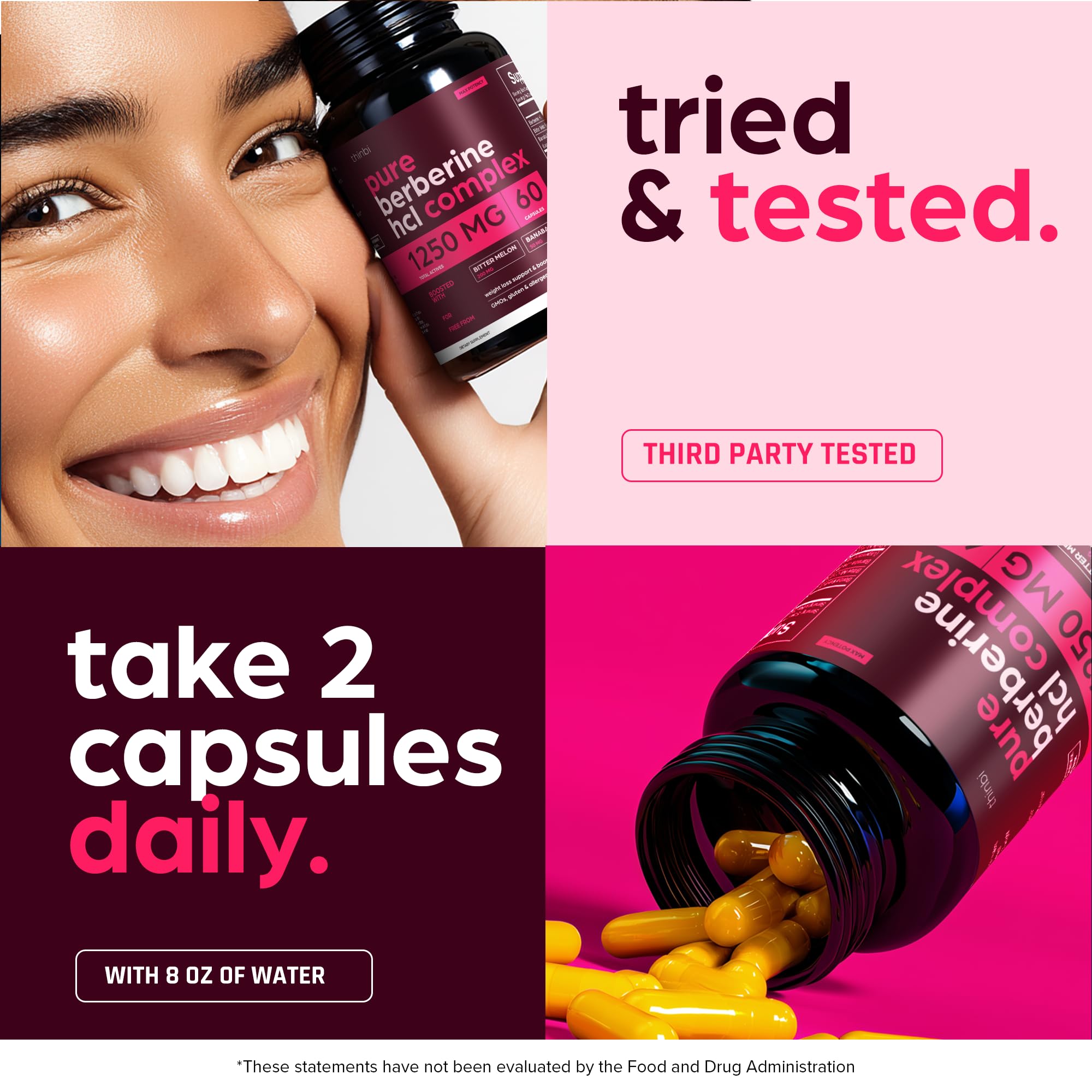 THINBI Berberine 1000mg Capsules | Bitter Melon & Banaba for Metabolic Support