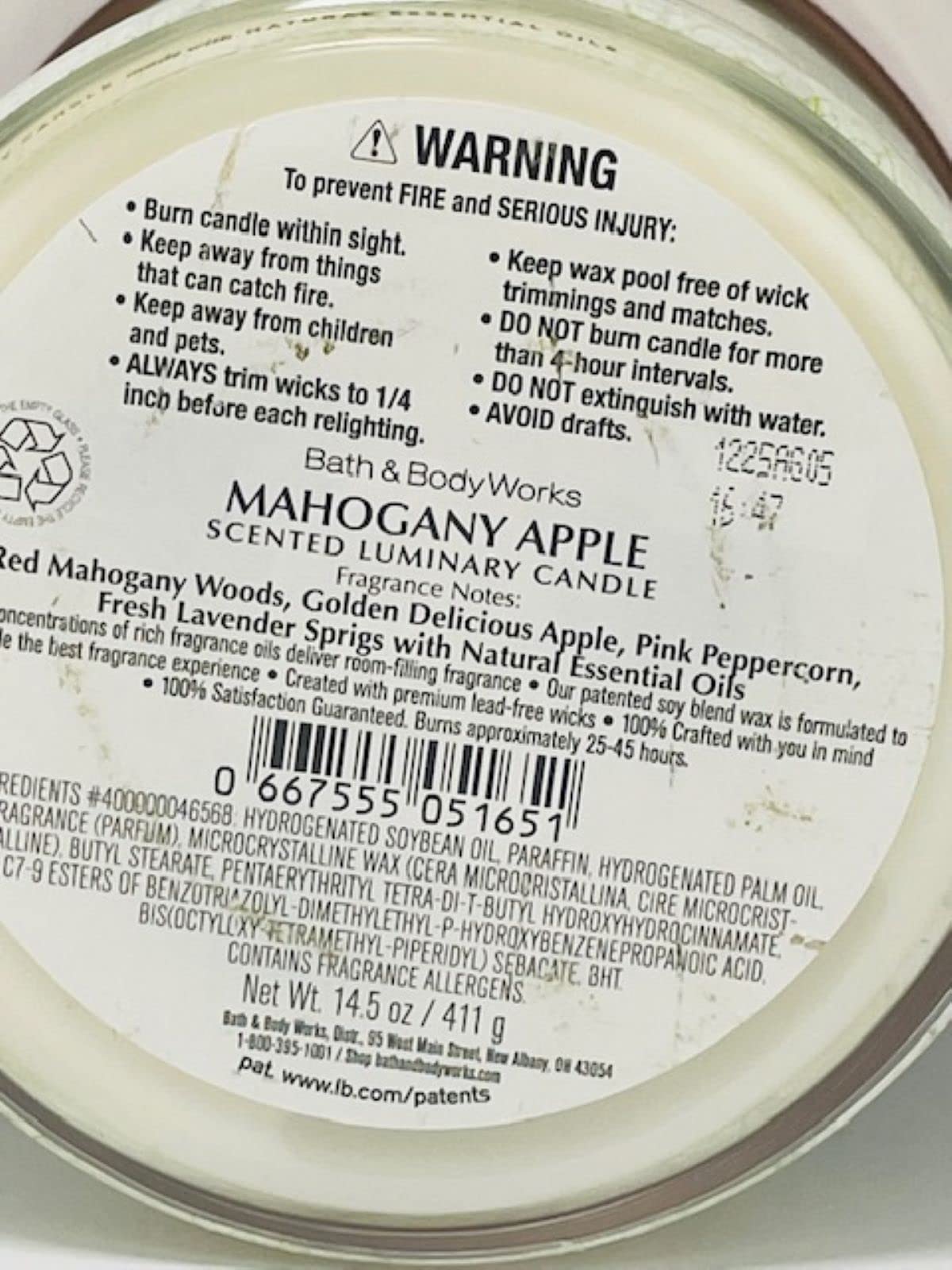 Bath & Body Works White Barn 3-Wick Candle with Essential Oils – Mahogany Apple, 14.5 oz