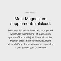 Helm Nutrition Pure Magnesium Glycinate 350mg — Sleep, Stress & Muscle Support | 90 Vegan Capsules
