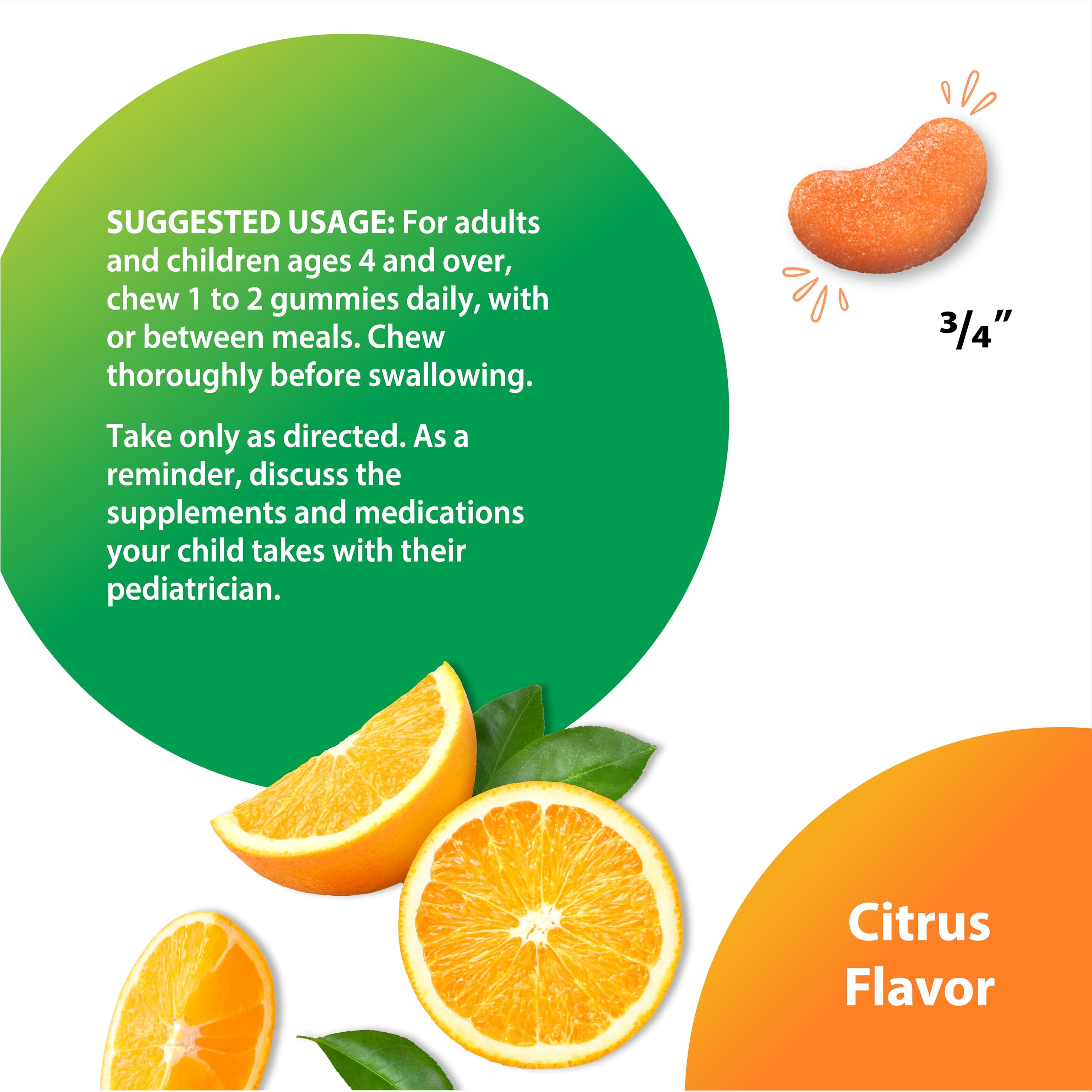 Rainbow Light Vitamin C Gummies with Vitamin E — 60 Count, Citrus Flavor