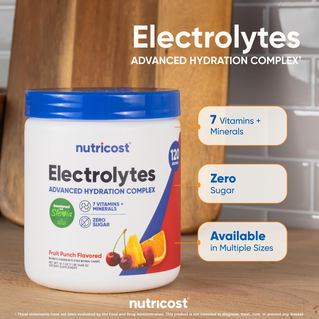 Nutricost Electrolyte Complex Powder (Fruit Punch) — Hydration Drink Mix with Vitamins & Minerals (120 Servings)