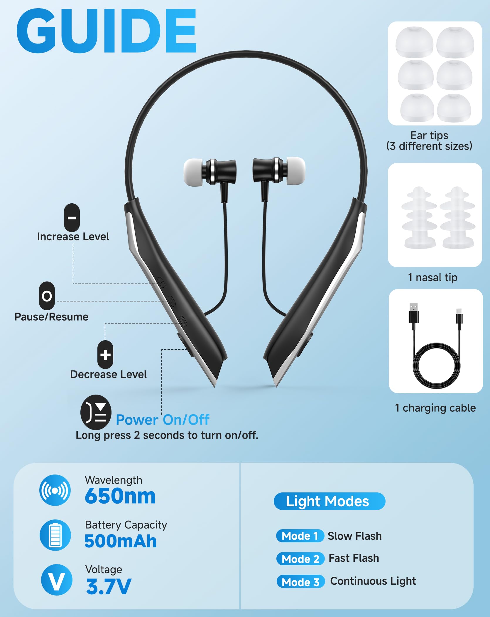 ABXMAS Ear & Nose Red Light Therapy Device – 650nm, 2-in-1