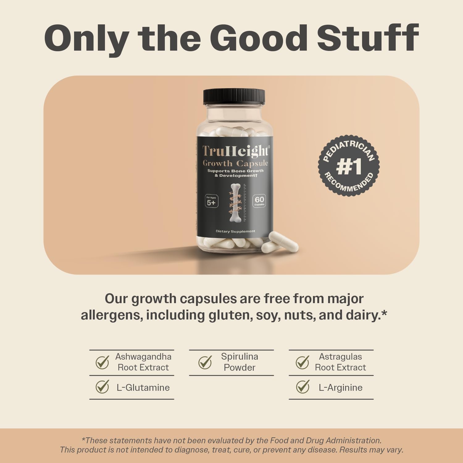 TruHeight Growth Capsules for Kids & Teens | Natural Growth Support & Bone Health