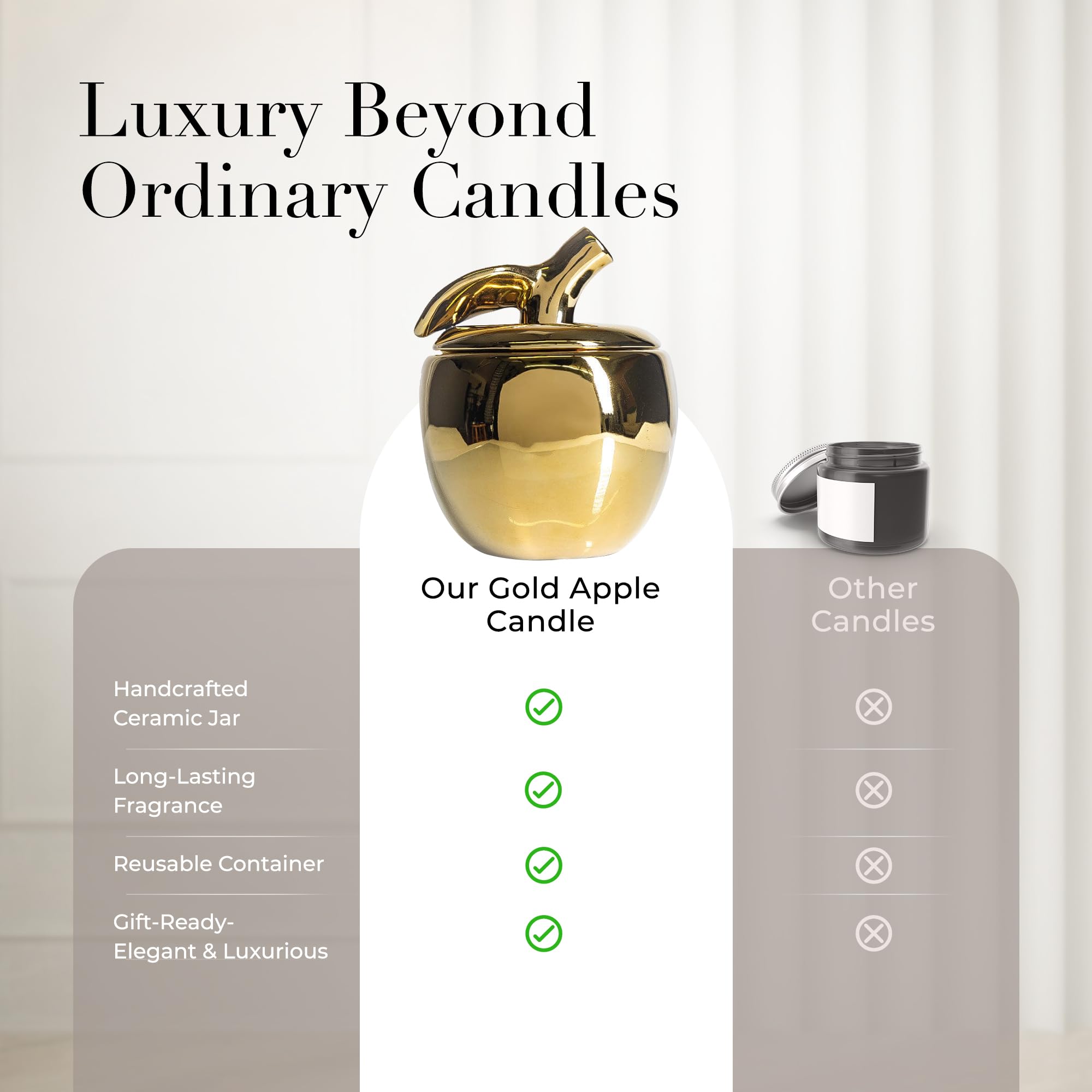 Thompson Ferrier Luxury Apple Scented Candle – 40oz Soy Wax, 1 Cotton Wick, 180–220 Hr Burn Time – Fall & Holiday Décor (Silver)