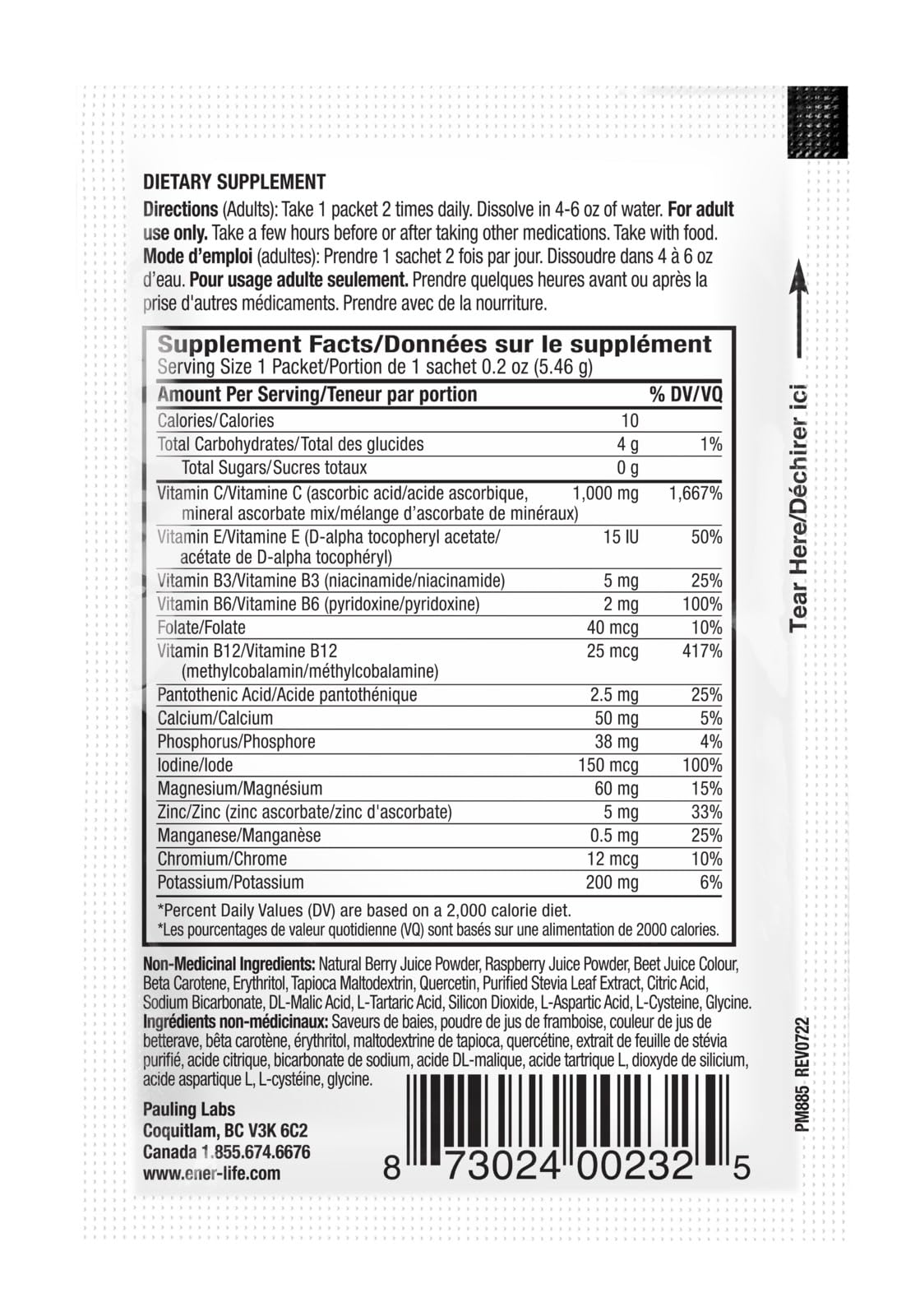 Ener-C Sugar Free Mixed Berry Multivitamin Drink Mix – 1000mg Vitamin C, Vegan, Non-GMO, Gluten Free, 30 Pack