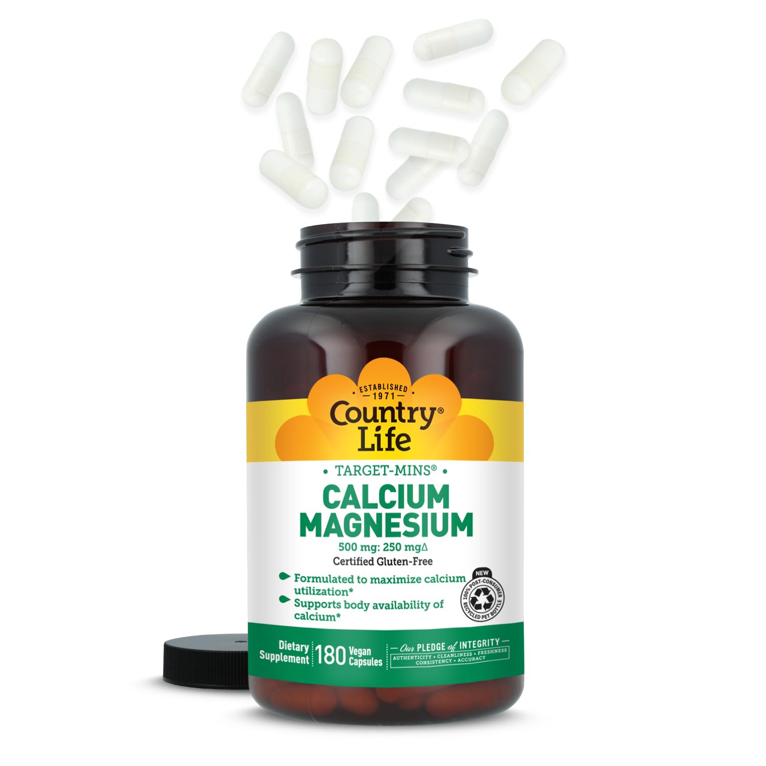 Country Life Target-Mins Calcium Magnesium Complex - 500mg Calcium, 250mg Magnesium | Gluten-Free Bone Support