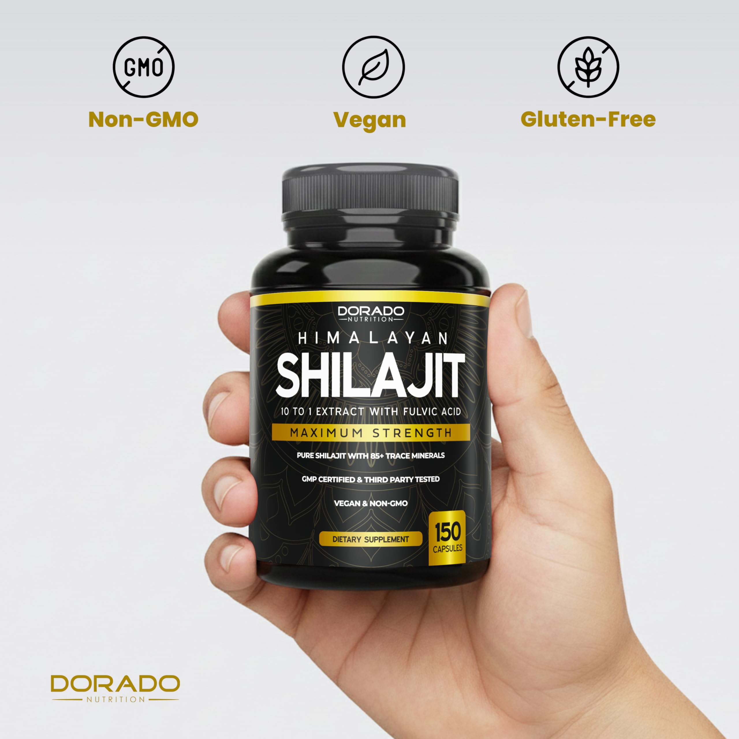 DORADO NUTRITION Shilajit Capsules — 85+ Trace Minerals, 1000mg per Serving, 75 Day Supply