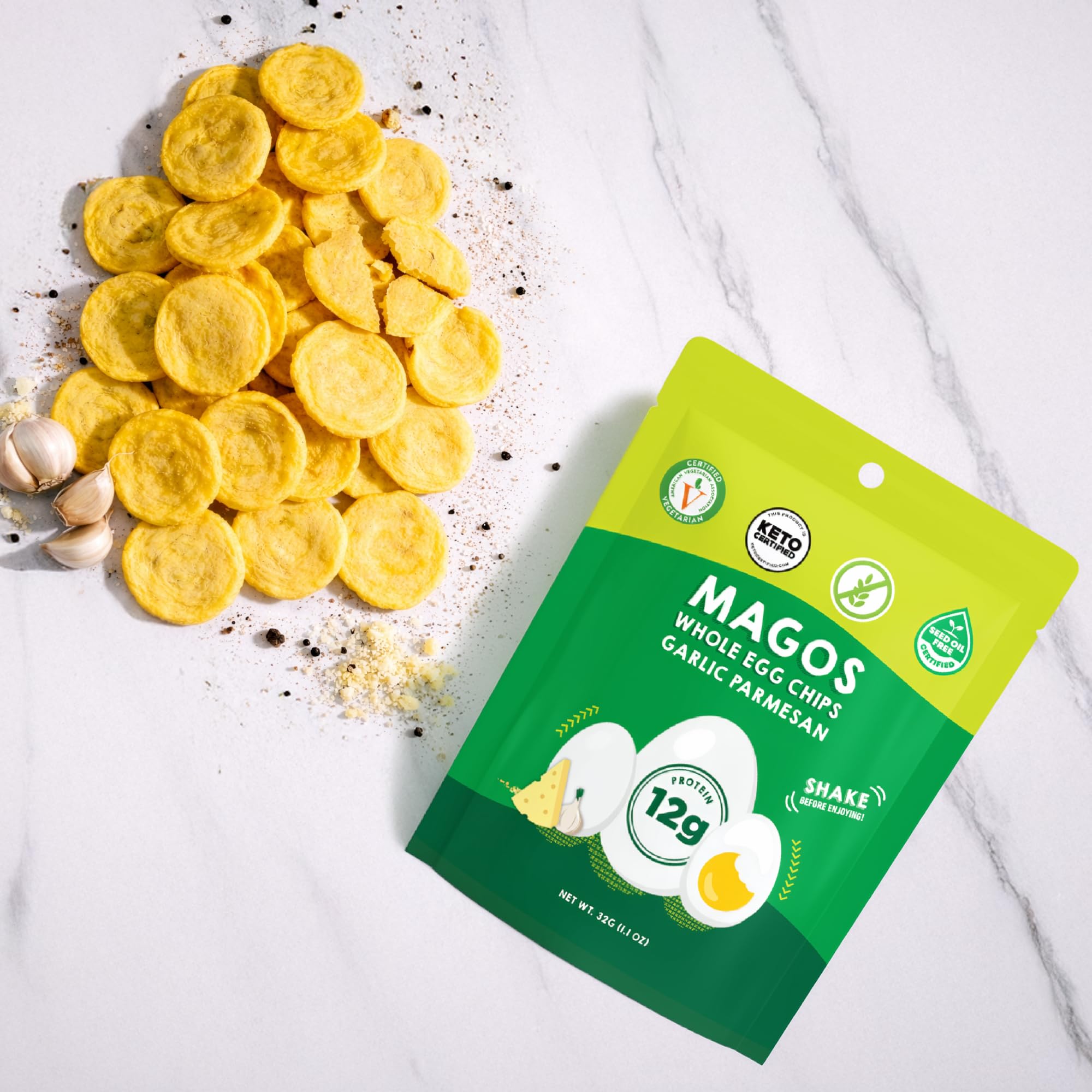Magos Egg Chips Variety Pack – High-Protein, Low-Carb, Gluten-Free Crackers (12-Pack)