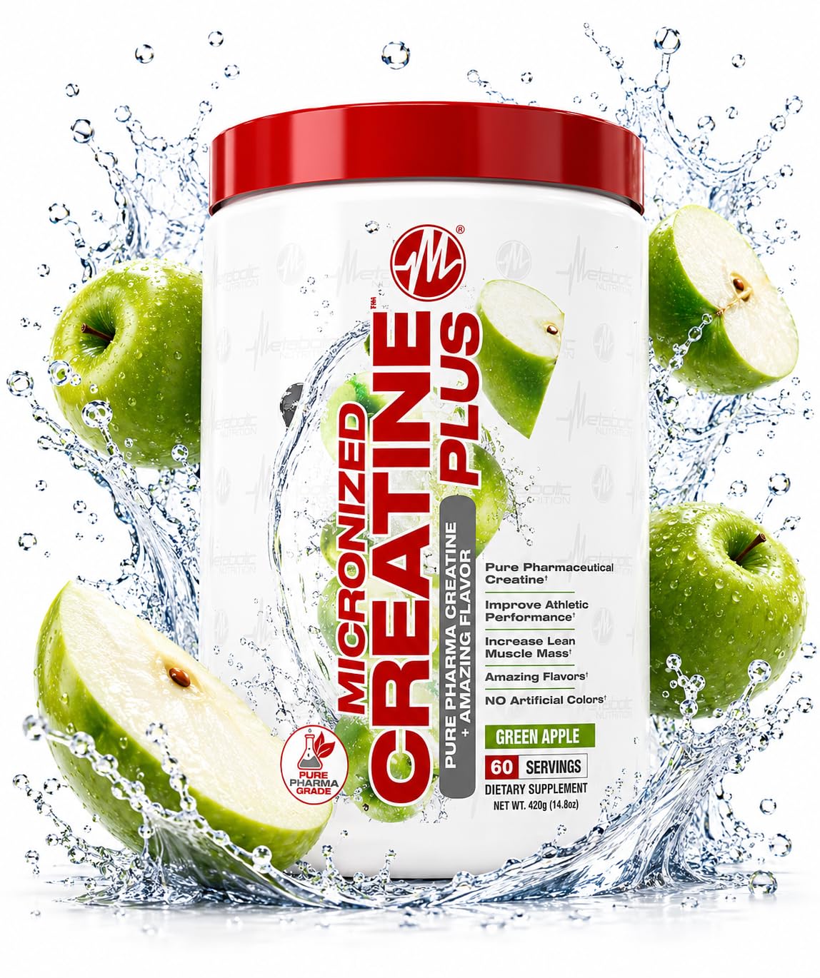 Metabolic Nutrition CreatinePLUS 420g Green Apple – Micronized, Vegan