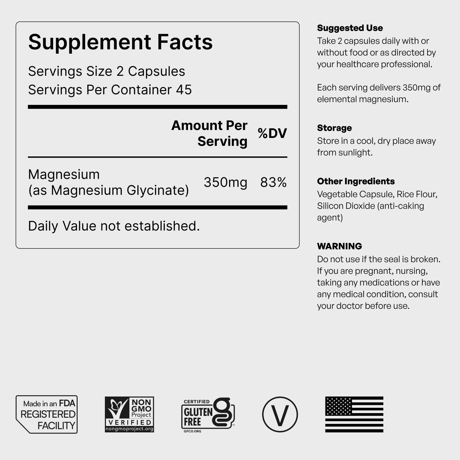 Helm Nutrition Pure Magnesium Glycinate 350mg — Sleep, Stress & Muscle Support | 90 Vegan Capsules