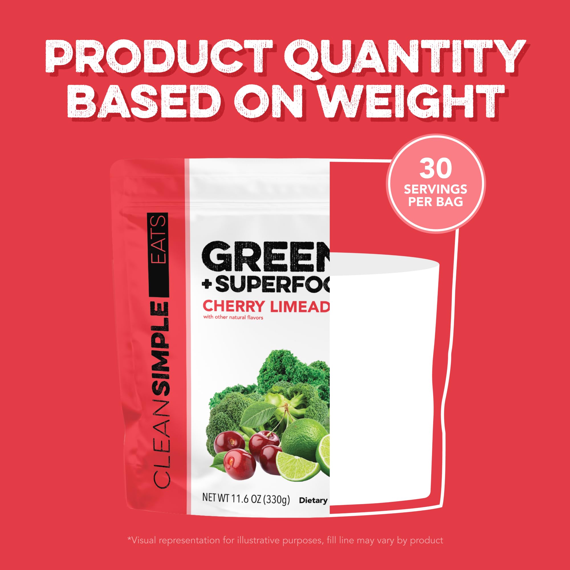 Clean Simple Eats Super Greens Polvo Verde con Sabor Manzana Verde – 30 Porciones, Sin Gluten, Sin OGM