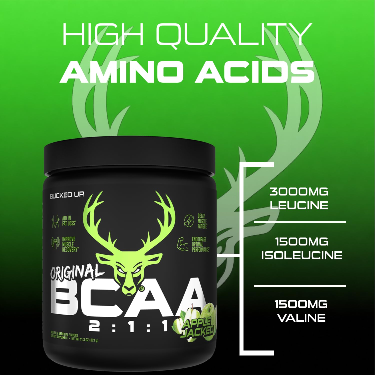 Bucked Up Original BCAA 2:1:1 – Apple Jacked, 30 Servings, Instantized Formula