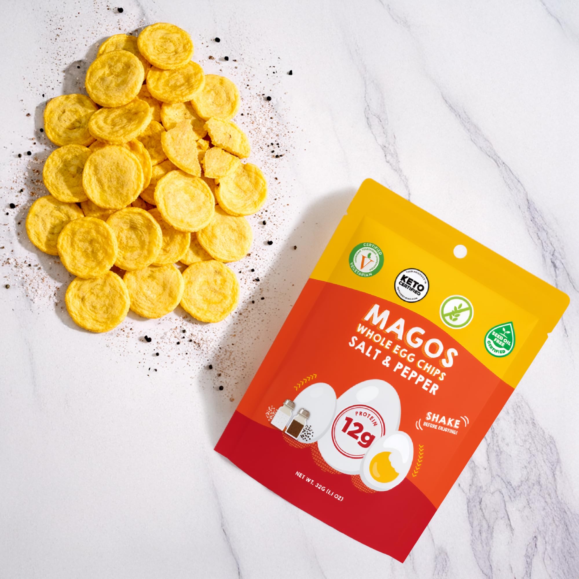 Magos Egg Chips Variety Pack – High-Protein, Low-Carb, Gluten-Free Crackers (12-Pack)
