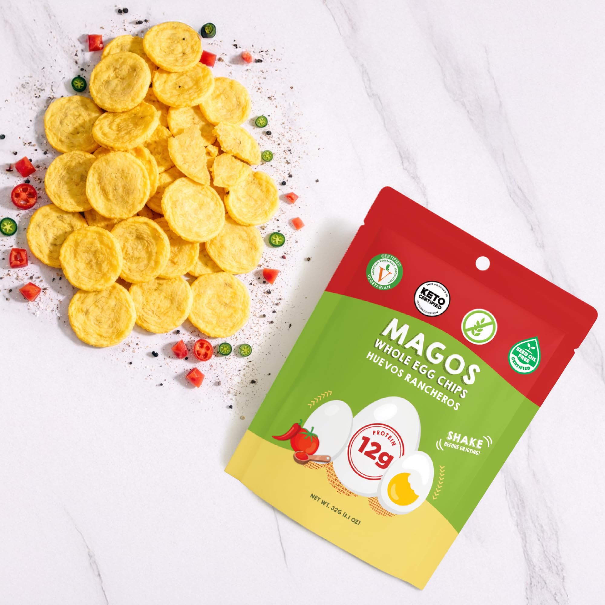 Magos Egg Chips Variety Pack – High-Protein, Low-Carb, Gluten-Free Crackers (12-Pack)