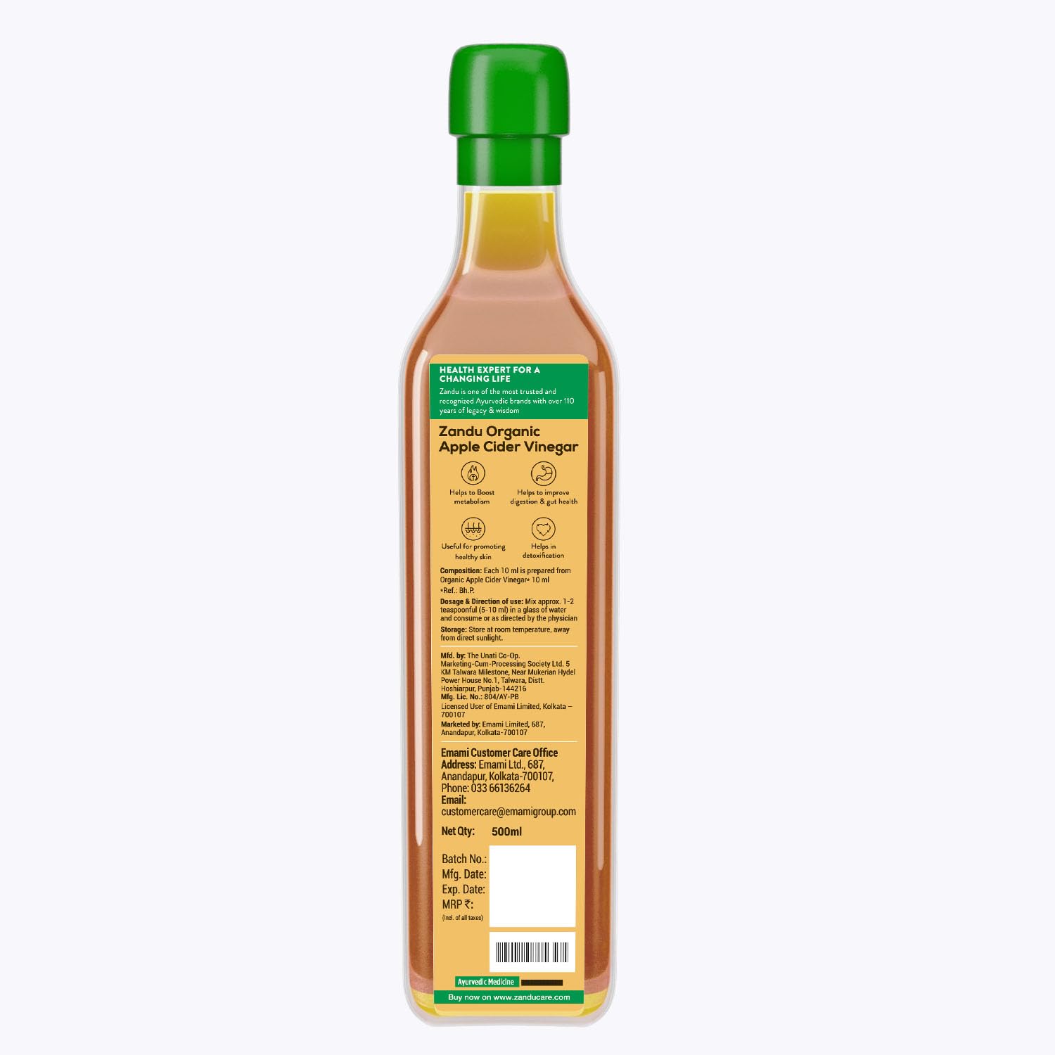 Zandu Organic Apple Cider with Mother of Vinegar – 500 ml