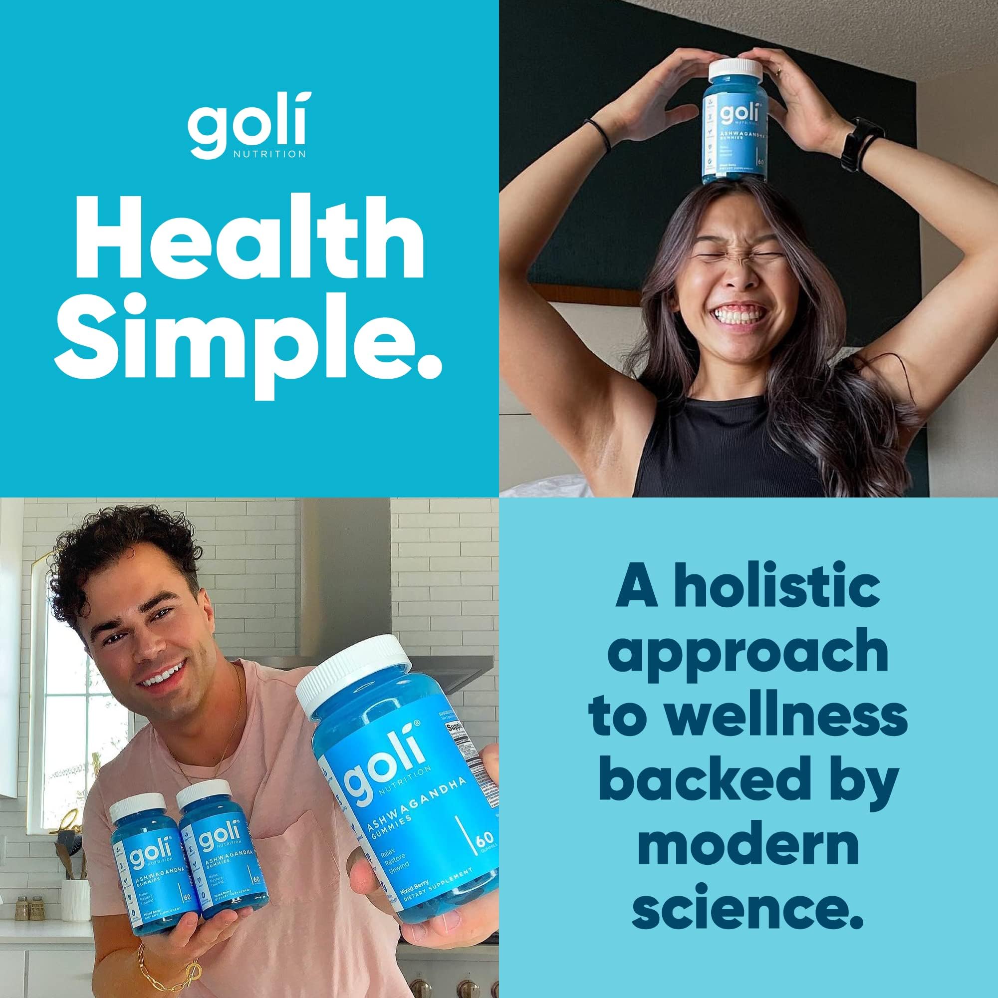 Goli Ashwagandha Gummies with KSM-66 & Vitamin D – Mixed Berry, 60 Count