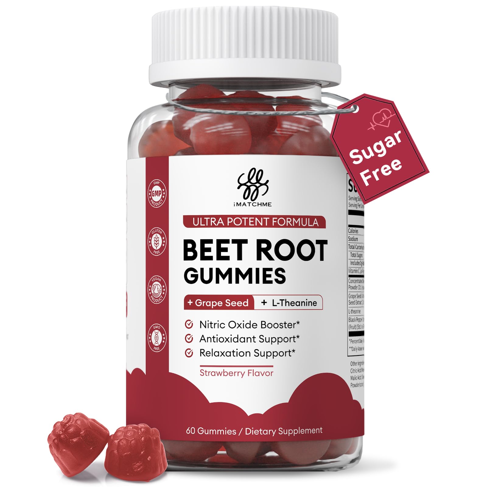 iMATCHME Beet Root Gummies bottle for daily wellness and convenient intake.