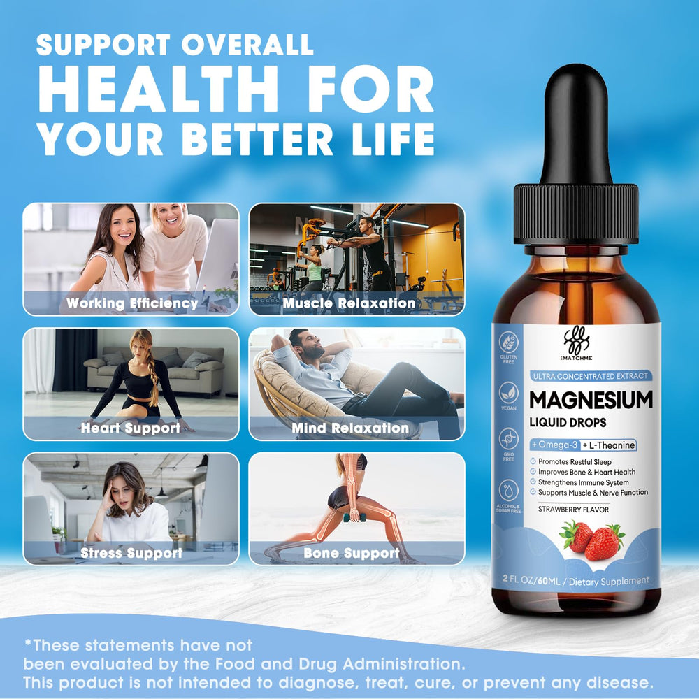 imatchme magnesium liquid dropper enables precise daily dosing for convenience.