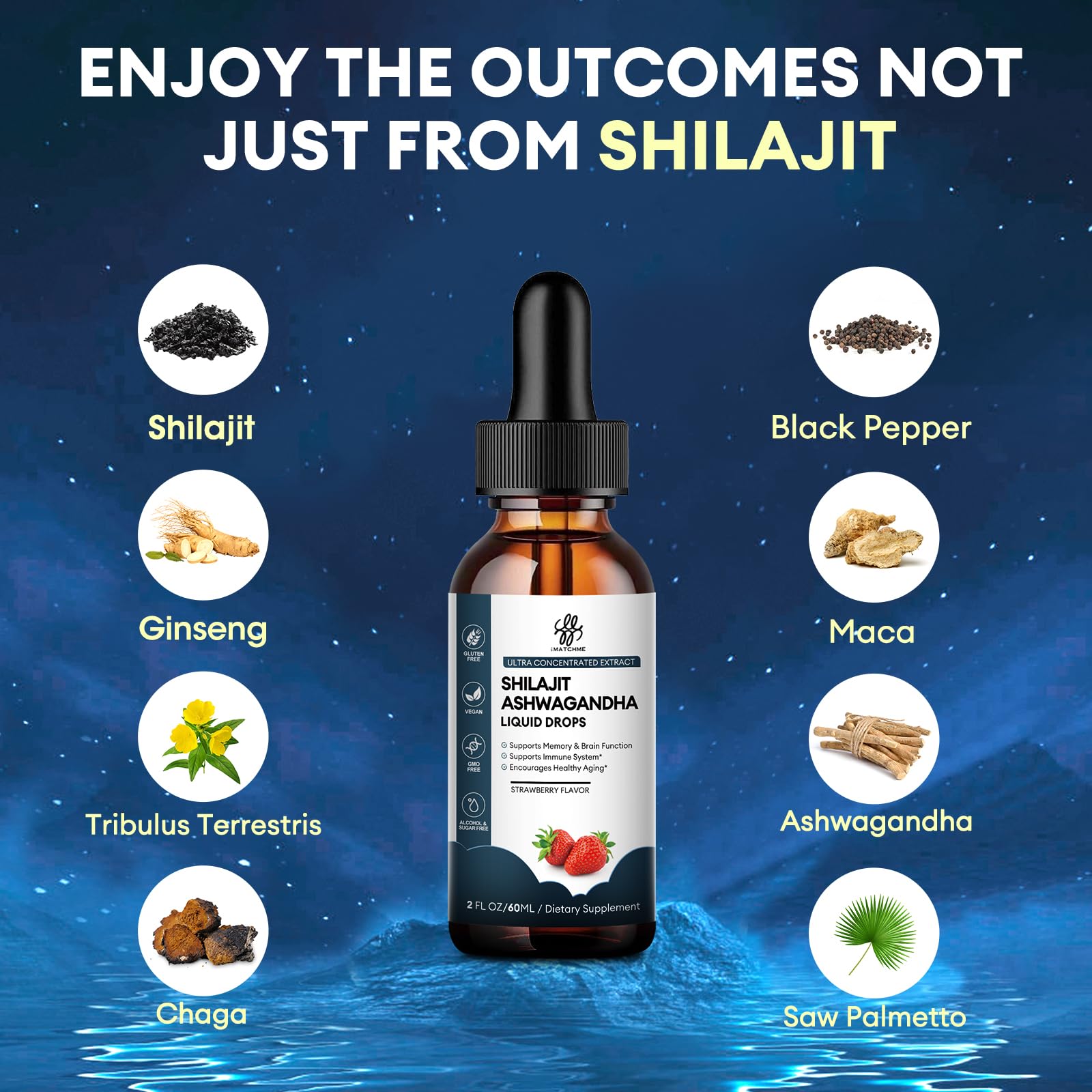 iMATCHME Shilajit liquid drop daily 2 ml dose ready to use