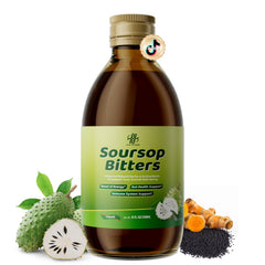 iMATCHME Soursop Bitters bottle on a wooden surface for daily wellness