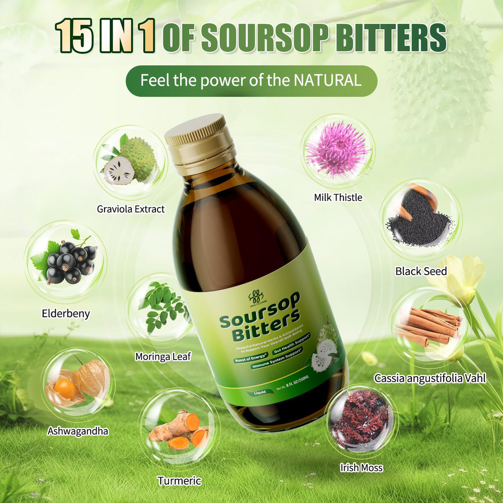 Pouring iMATCHME Soursop Bitters into a glass for daily dose