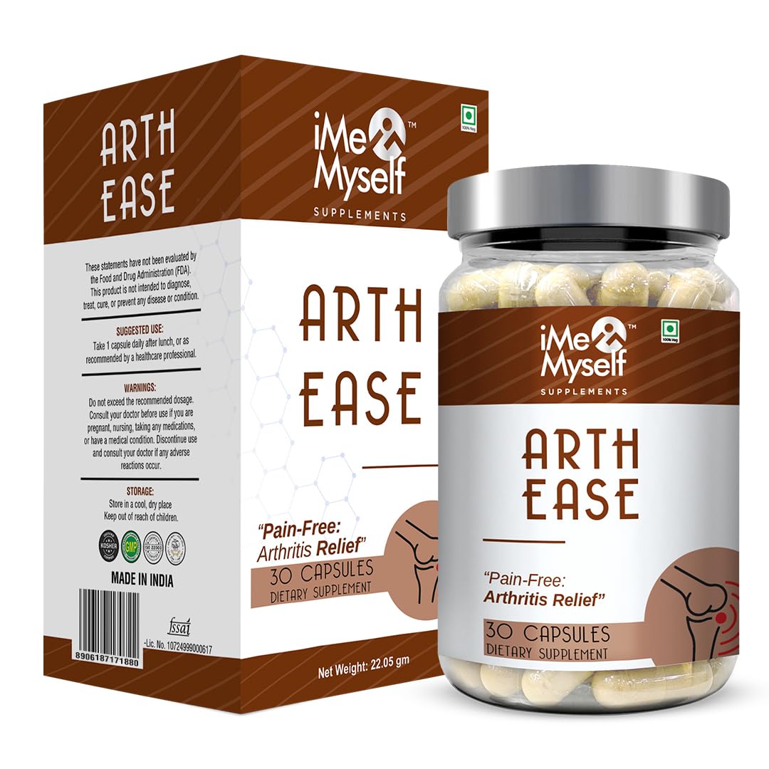 iMeMyself Arth Ease bottle front with clean plant-based capsules for daily support