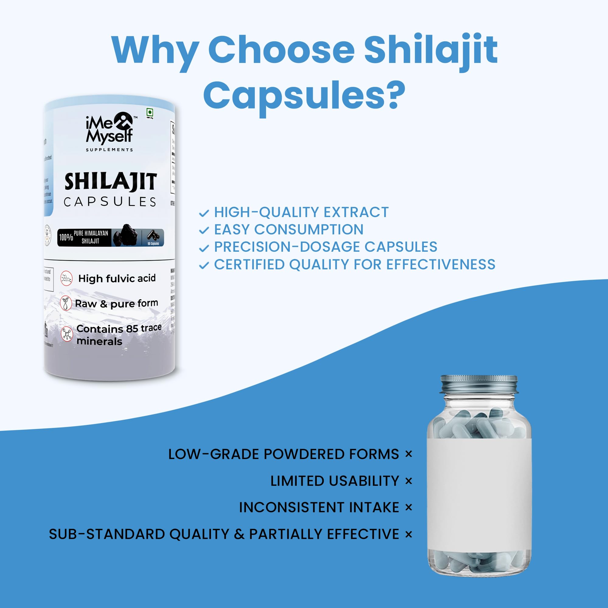 Storage-friendly bottle for long shelf life of capsules.
