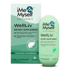 iMeMyself WellLiv bottle front with 60 vegan capsules for daily wellness