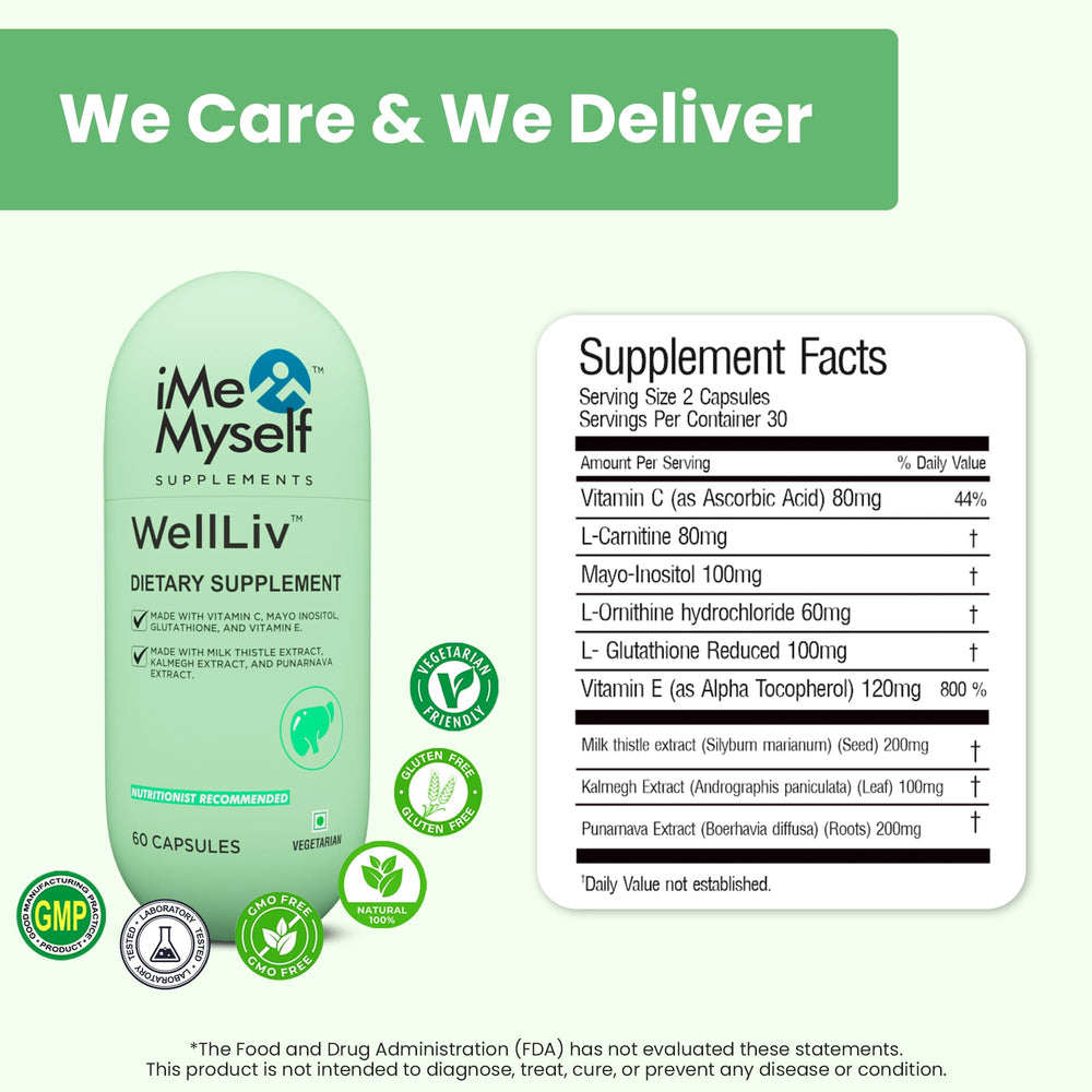 iMeMyself WellLiv bottle with milk thistle visual implying liver-support lifestyle