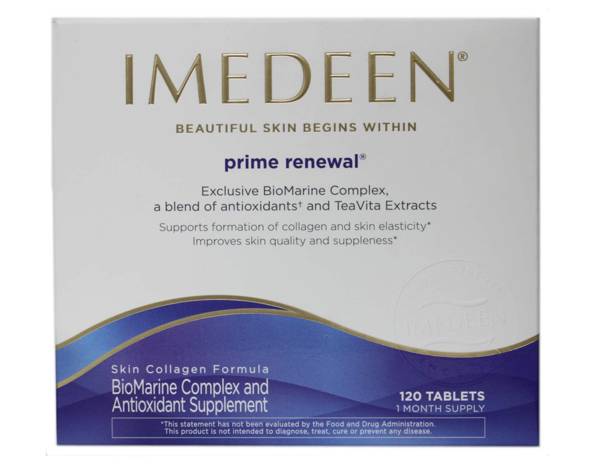 Imedeen Prime Renewal bottle front showing 360 tablets for daily skincare support