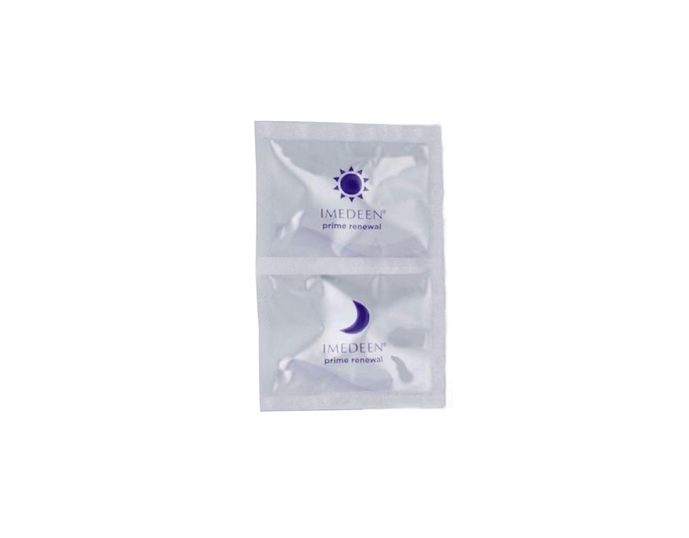 Close-up of Imedeen Prime Renewal tablets highlighting daily dose and texture
