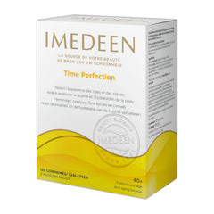 Imedeen Time Perfection bottle shown for daily skin support.