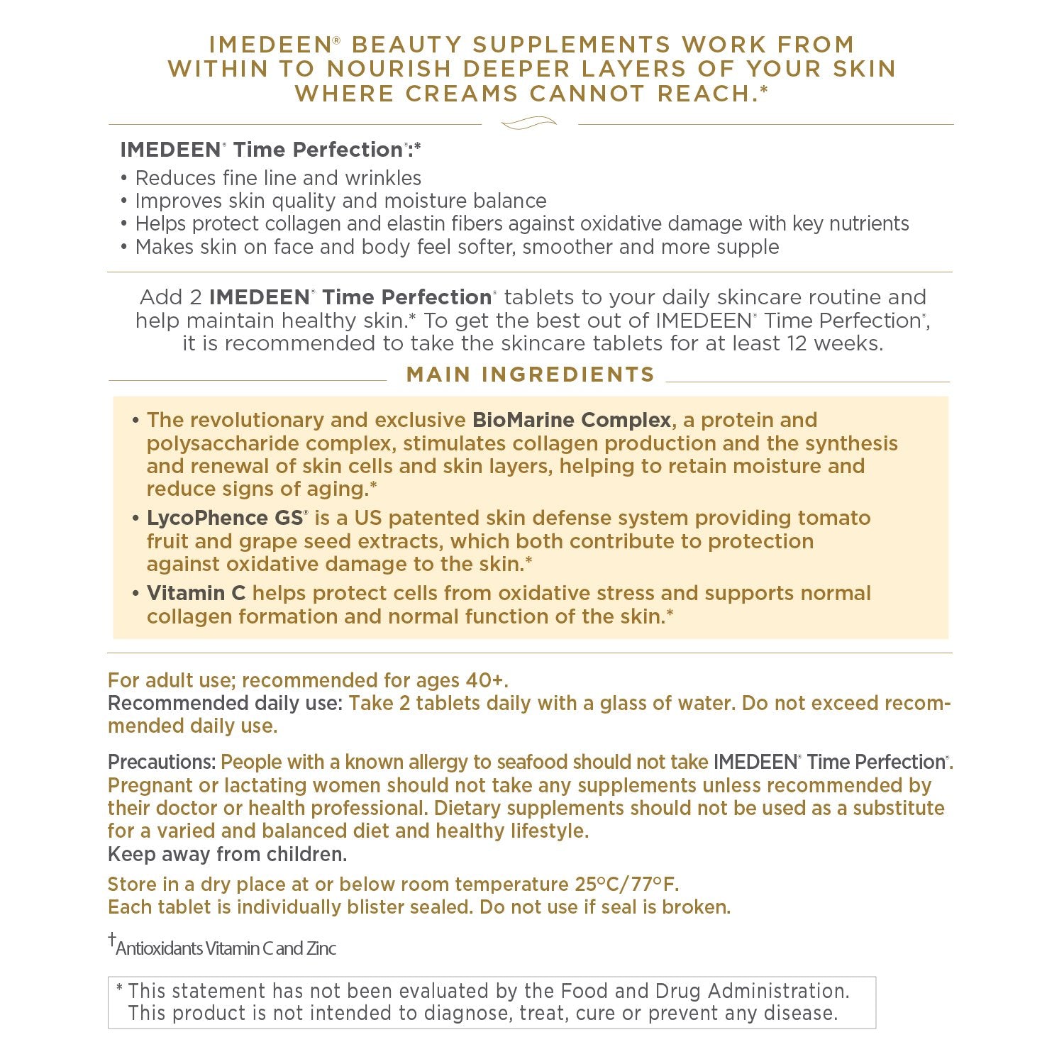 Imedeen Time Perfection daily dose ready for two-tablet routine