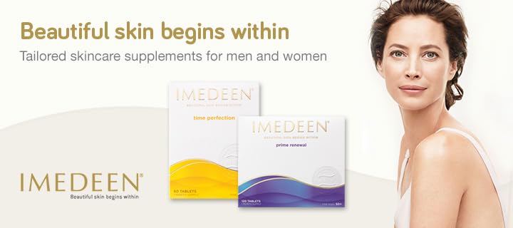 Imedeen Time Perfection Tabs packaging open reveals the tablets for daily supplementation.