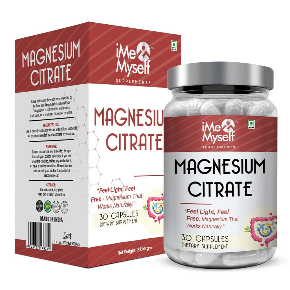iMeMyself Magnesium Citrate Capsules bottle front for daily wellness.