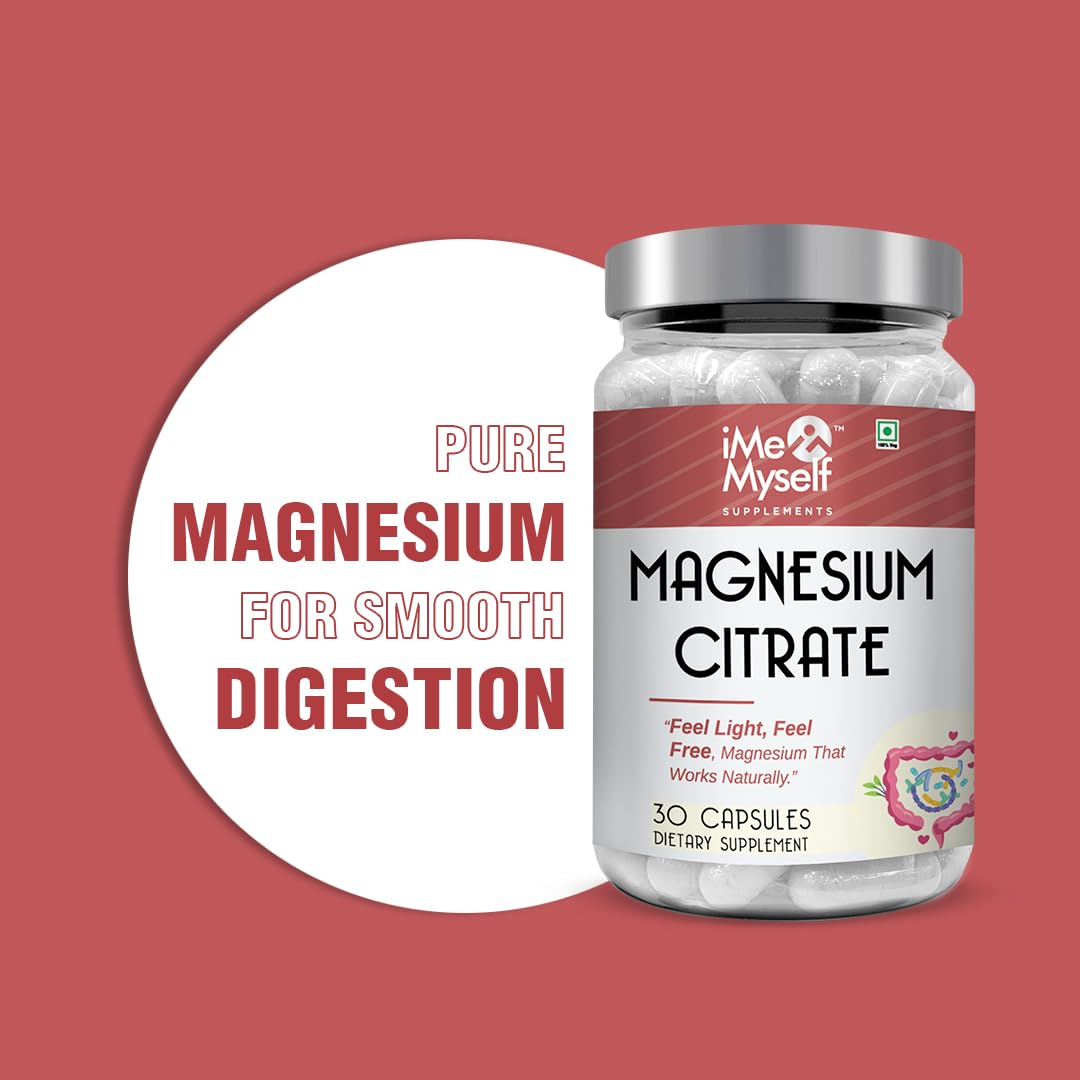 Hand holding iMeMyself Magnesium Citrate Capsules for daily use.