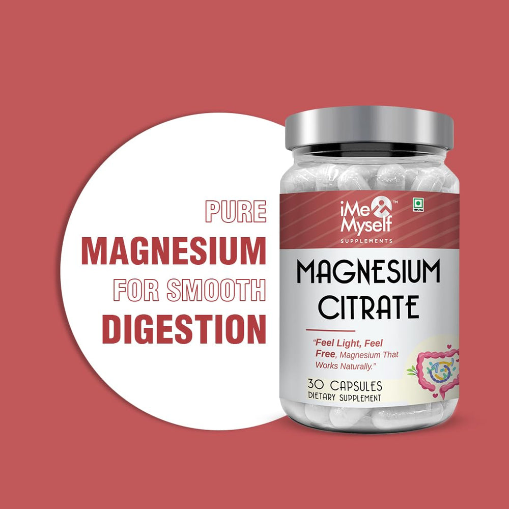 Hand holding iMeMyself Magnesium Citrate Capsules for daily use.