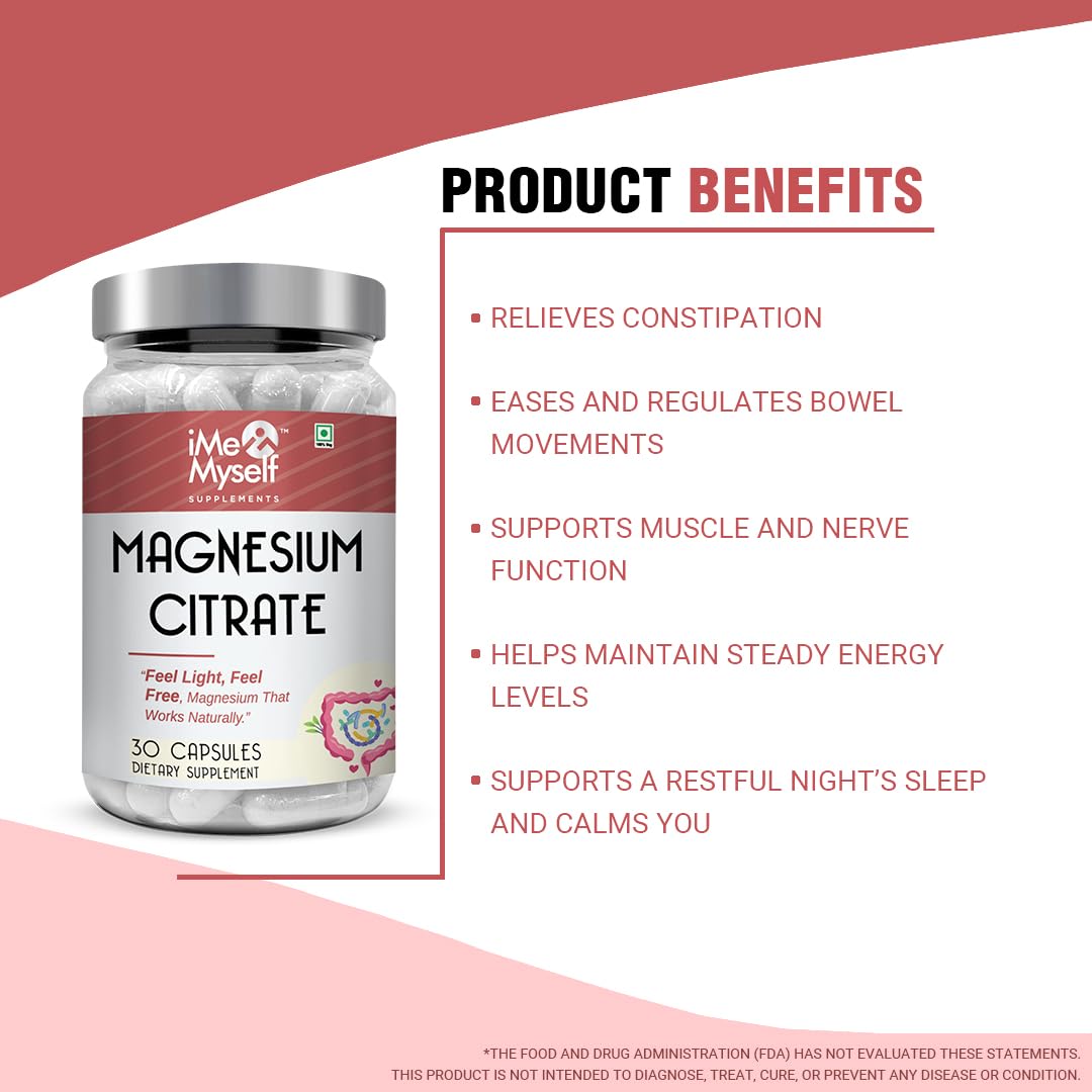 Closeup of iMeMyself label on Magnesium Citrate Capsules.