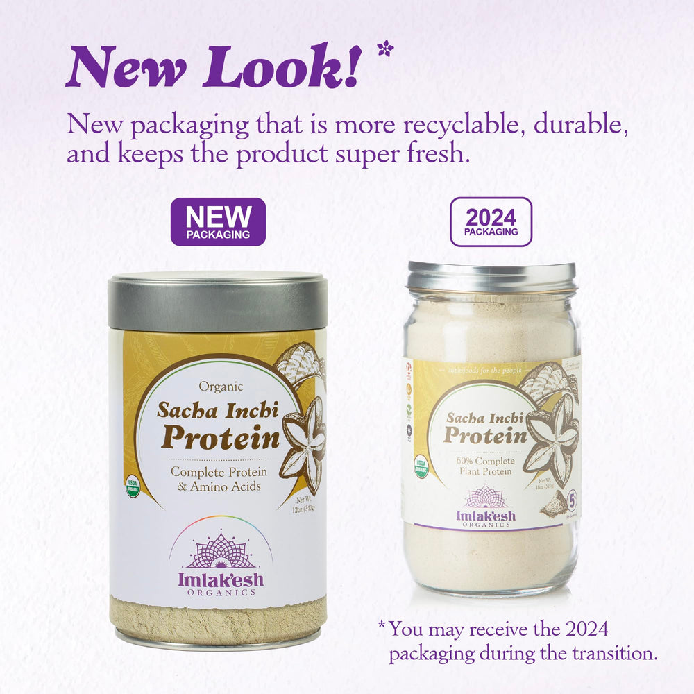 Imlak'esh Organics Sacha Inchi Protein powder in a mixing bowl for baking.
