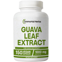 Immortal Herbs Guava Leaf Extract bottle with high-potency 1000mg capsules for daily use.
