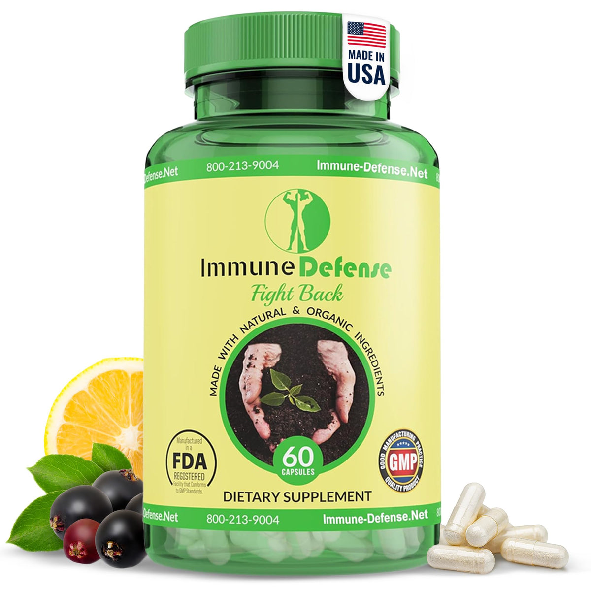 Immune Defense bottle front view for easy daily immune support