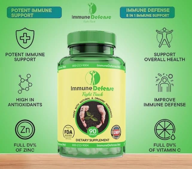 Immune Defense garlic ingredient image emphasizes organic components