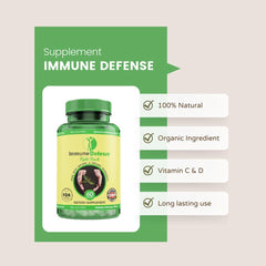 Immune Defense organic ginger and elderberry imagery highlights natural ingredients