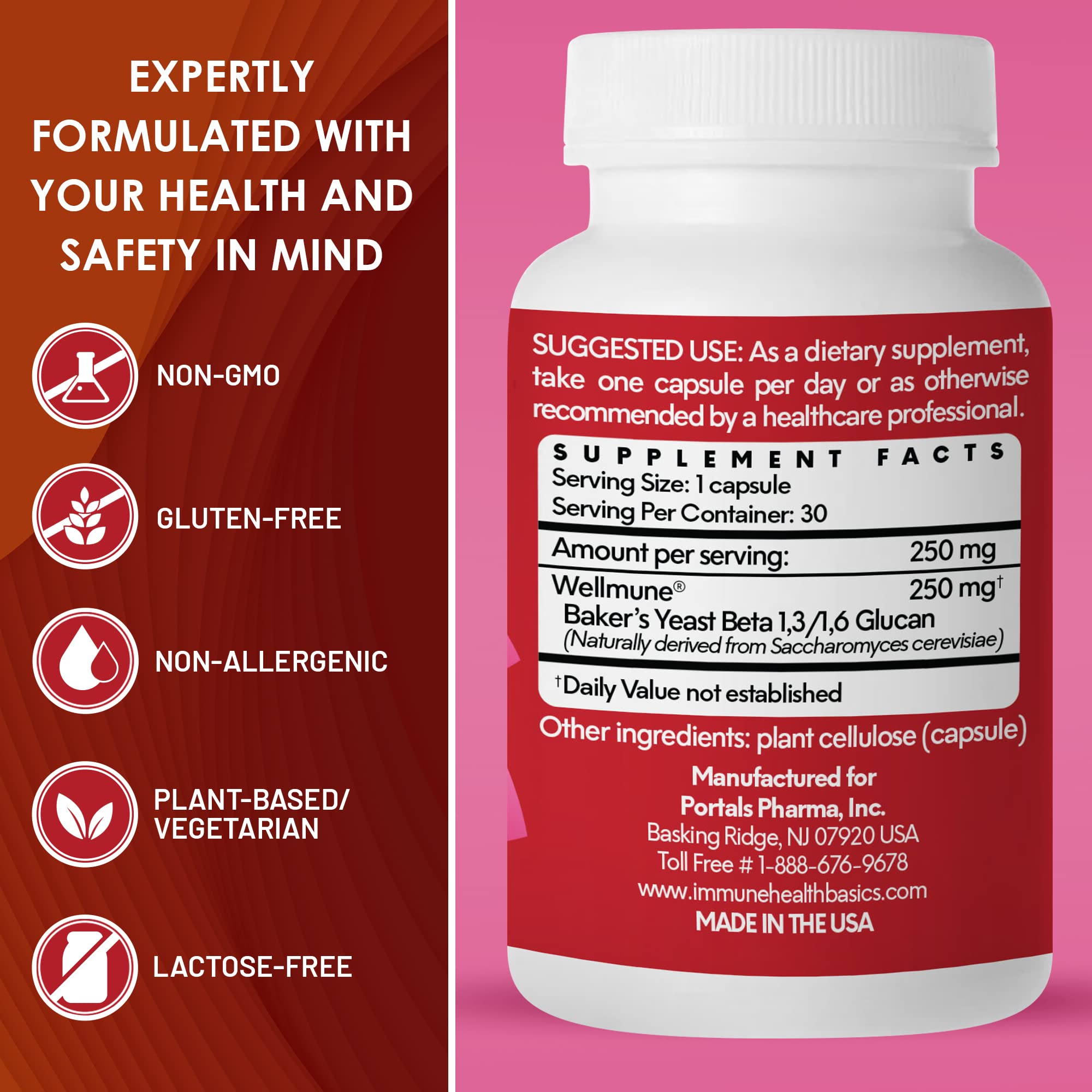 Beta glucan beta 1,3/1,6 glucan cell-wall extract used in Immune Health Basics